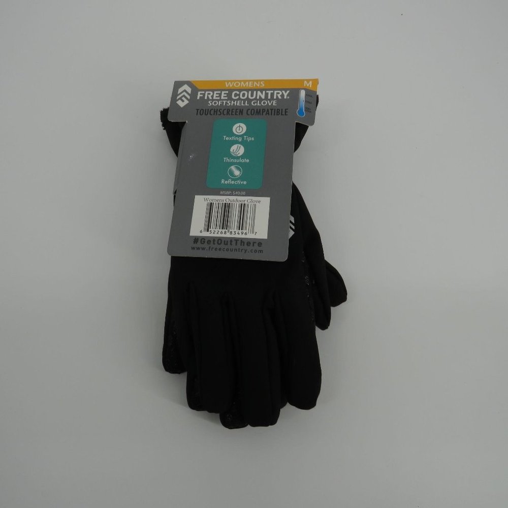 Free Country Womens Soft Shell Black Gloves Medium NWT $40